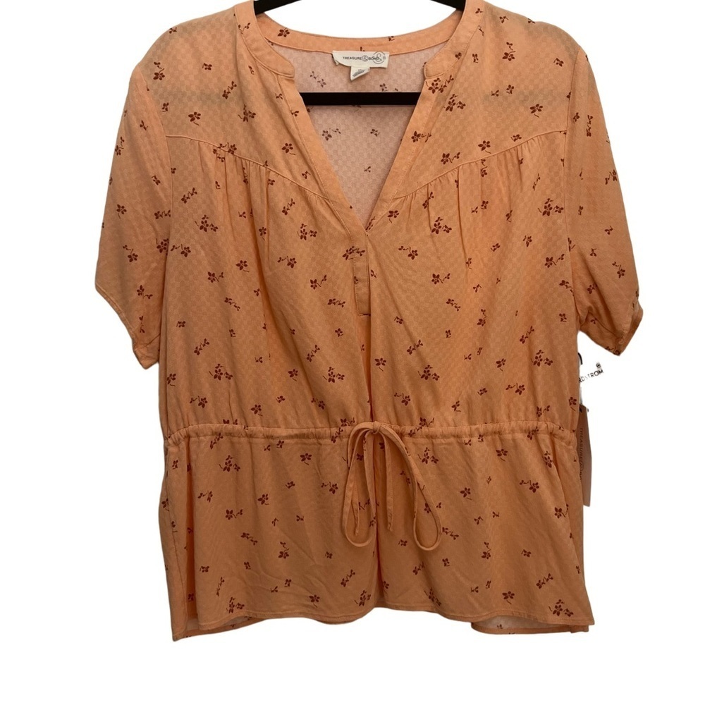 NWT‎ - Treasure & Bond - Peach Rust Floral Viscose Popover